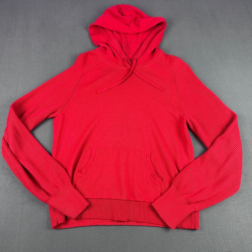 Style & Co Red Knit Hoodie XXL Raglan Sleeve Thumbhole Pullover Sweater